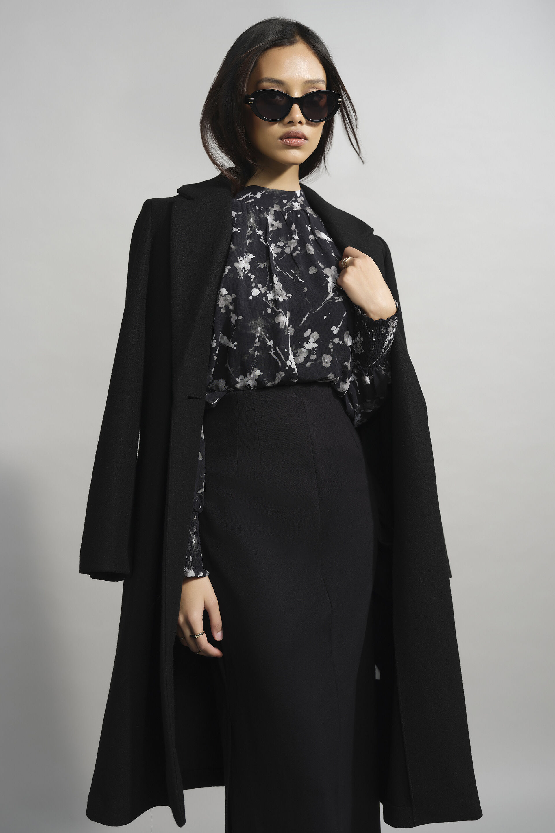 Peppered Florals Top, Black, image 4